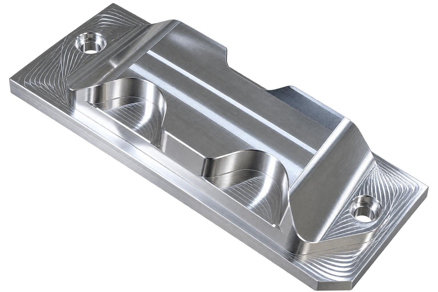 Bechtel Center Training — Finished 3-axis milled aluminum part — surfaced pockets and chamfers